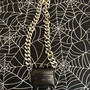 Kara Black Mini Bag with Silver Chain